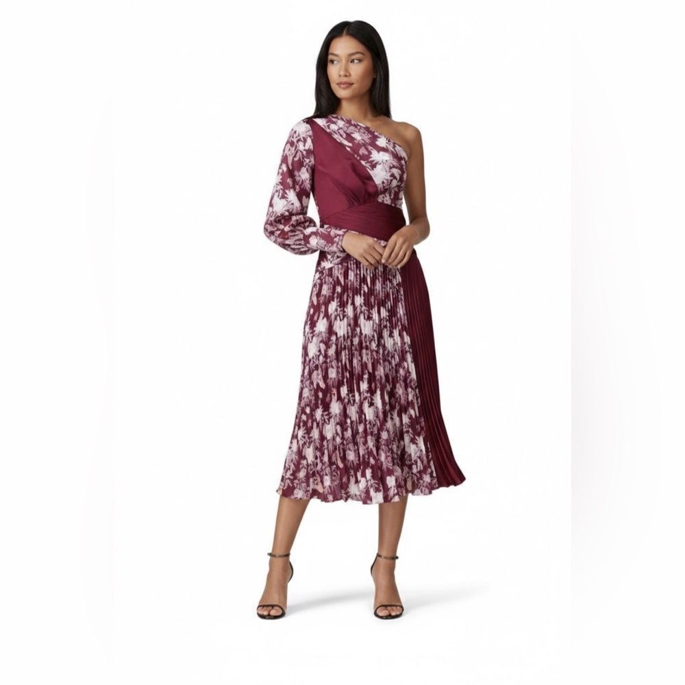 Three Floor One-Shoulder Pleated Midi Dress - Size 4